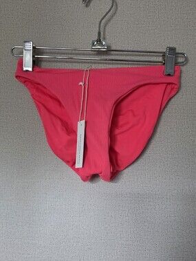 Ribbed Bikini Bottom in Bright Pink